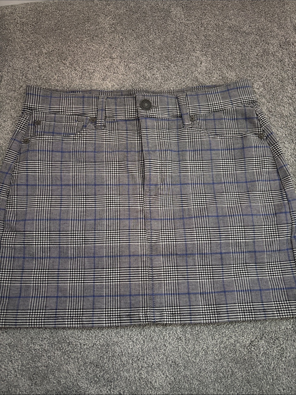 American Eagle Plaid Mini Skirt in Gray and Blue